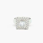Princess Cut Diamond Ring with Pave Band