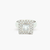 Princess Cut Diamond Ring with Pave Band