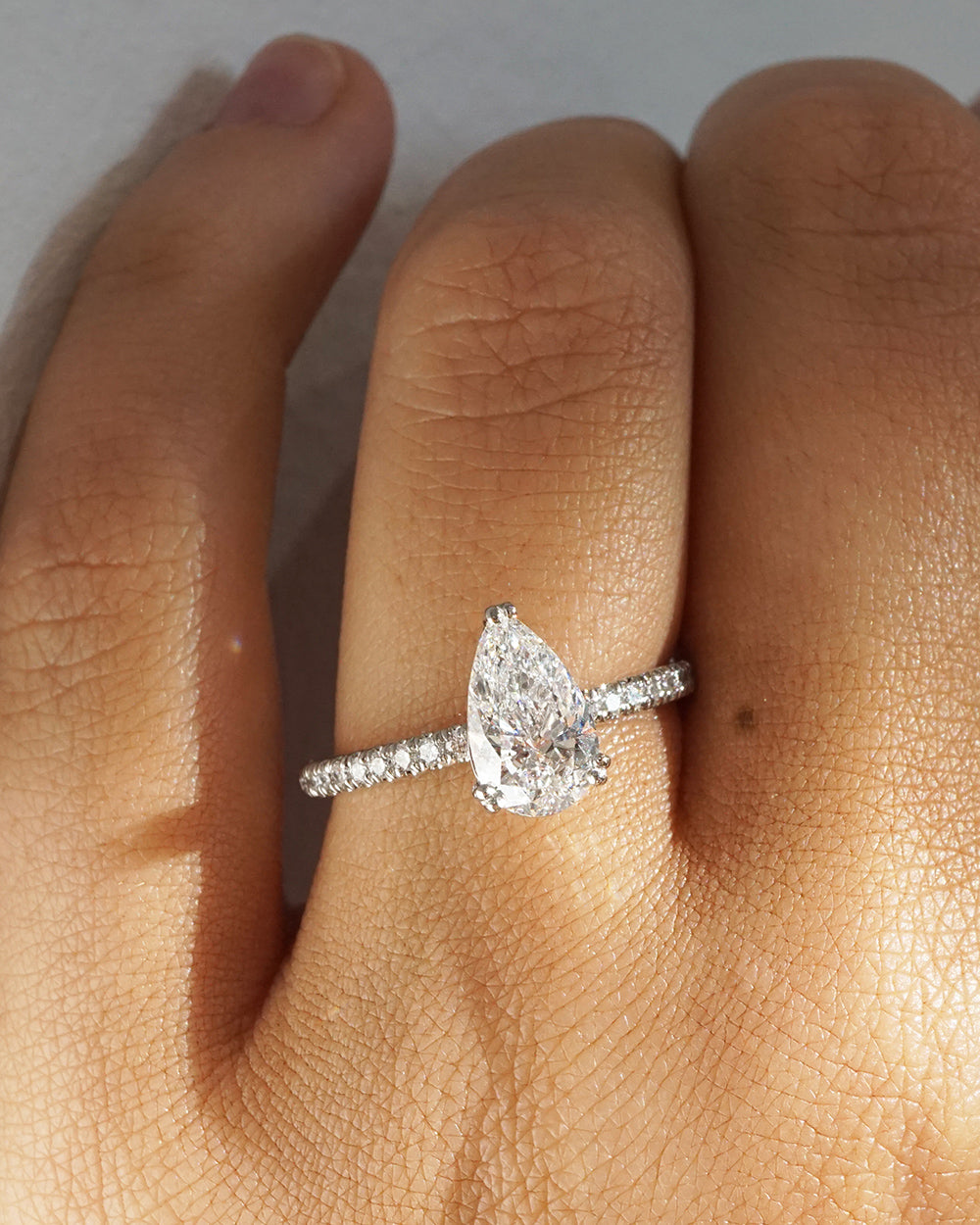 Erin | 1.20ct Pear Diamond Band Engagement Ring