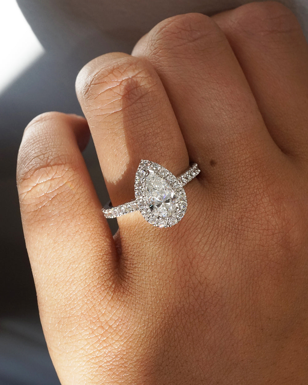 Jesinta | 1.01ct Pear Diamond Halo Engagement Ring