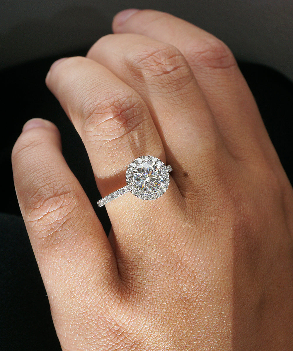 Holly | 1.01ct Round Diamond Halo Engagement Ring