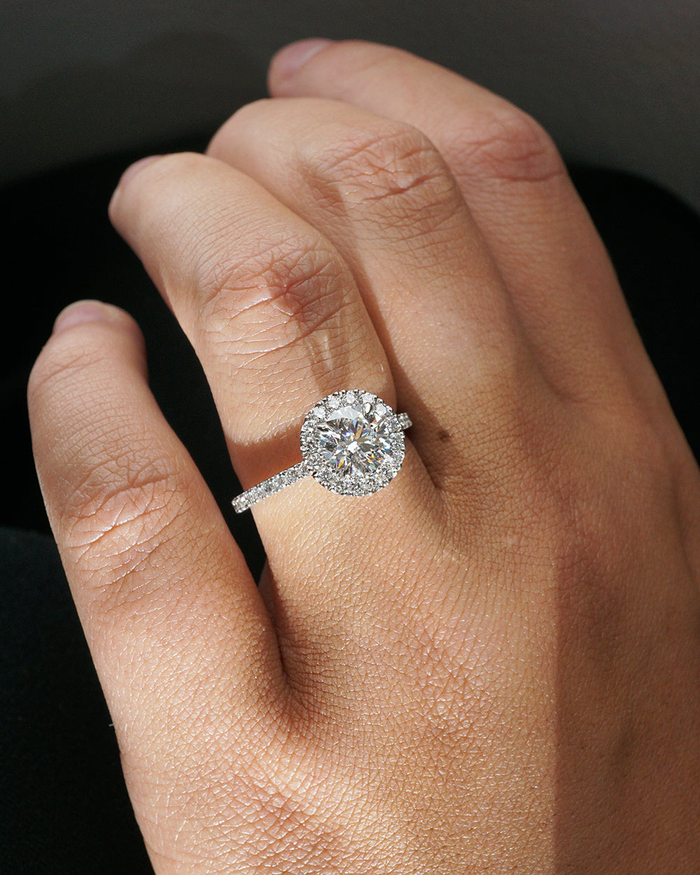 Holly | 1.01ct Round Diamond Halo Engagement Ring