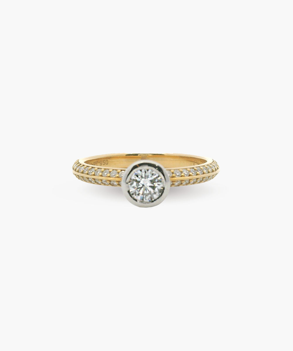 Two Tone Round Bezel Diamond Ring