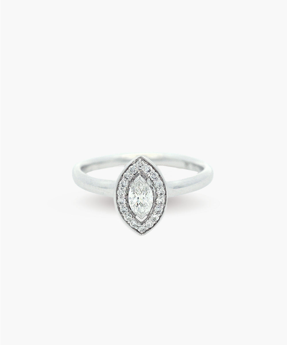 Marquise and Diamond Halo Ring