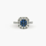 Ceylon Sapphire & Diamond Halo Ring