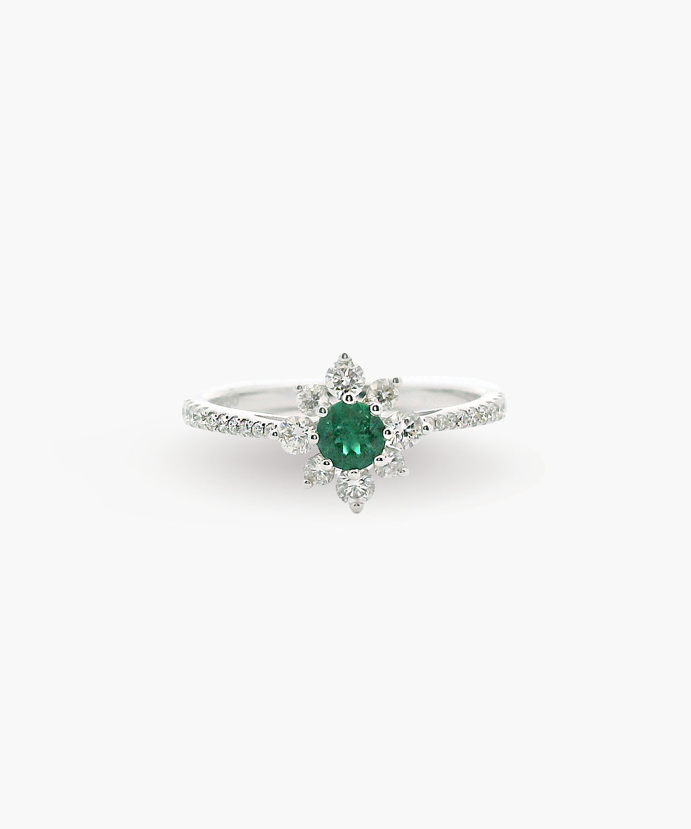 Emerald & Diamond Snowflake Ring