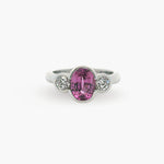 Pink Sapphire and Diamond Trilogy Ring