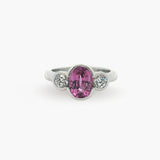 Pink Sapphire and Diamond Trilogy Ring