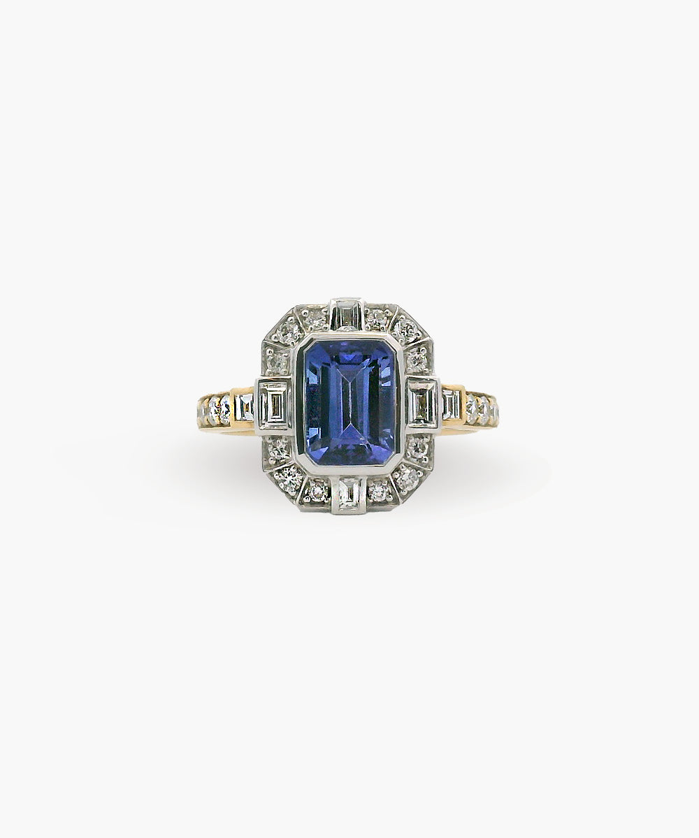Tanzanite & Diamond Baguette Ring