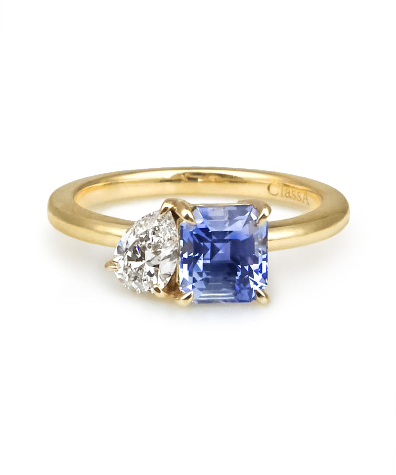 Ceylon Sapphire & Lab Grown Diamond Toi et Moi Ring