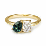 Green Sapphire & Lab Grown Diamond Toi et Moi Ring