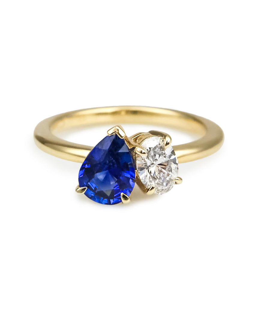 Ceylon Sapphire & Lab Grown Diamond Toi et Moi Ring