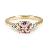 Padparadscha Sapphire & Lab Grown Diamond Trilogy Ring