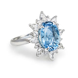 Aquamarine & Diamond Halo Ring