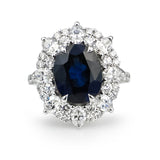 Nigerian Sapphire & Diamond Halo Ring