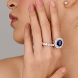 Nigerian Sapphire & Diamond Halo Ring