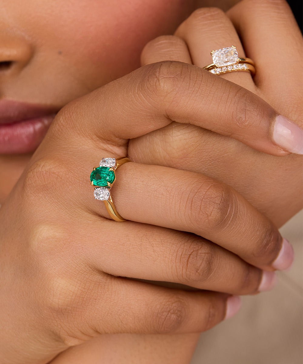 Emerald & Diamond Trilogy Ring