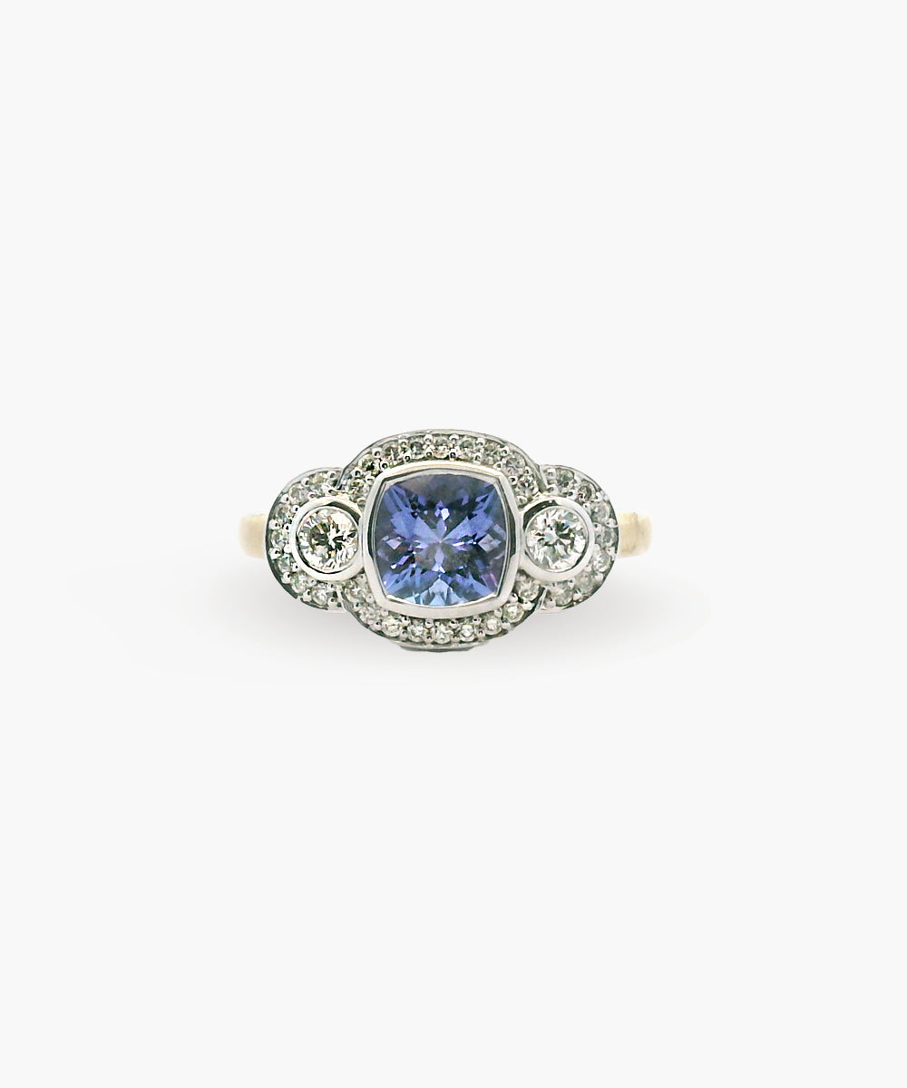Tanzanite & Diamond Trilogy Ring