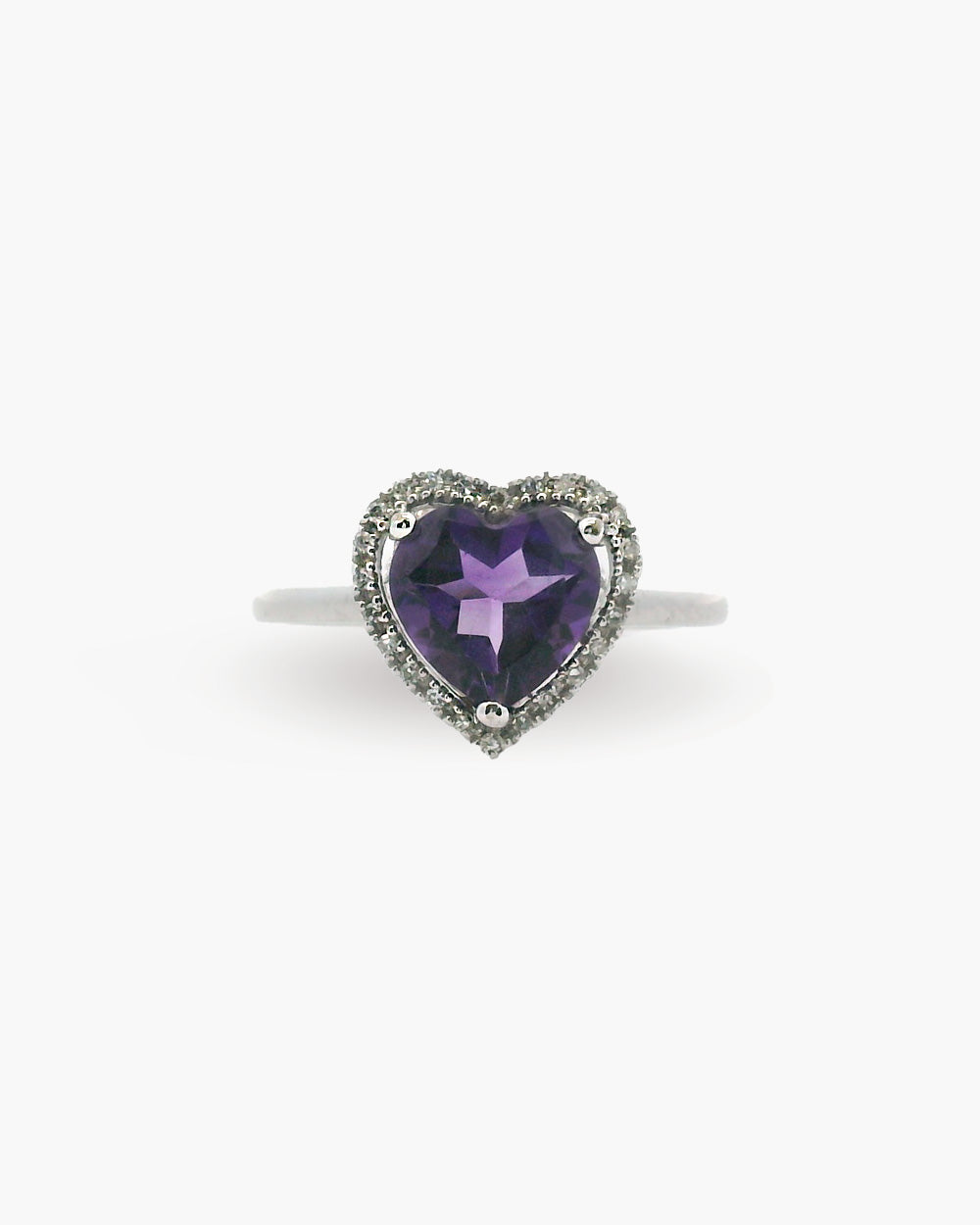Heart Shaped Amethyst & Diamond Ring