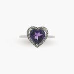Heart Shaped Amethyst & Diamond Ring