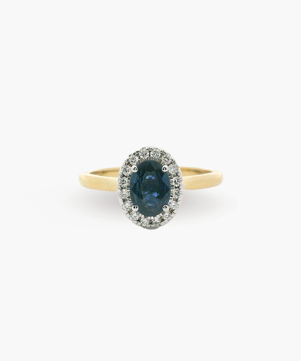 Sapphire & Diamond Oval Halo Ring