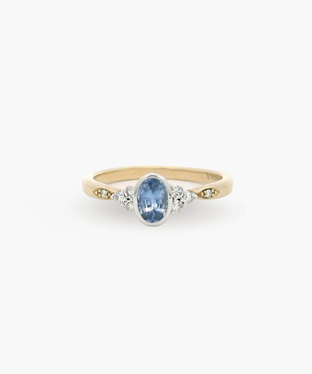 Two Tone Ceylon Sapphire & Diamond Ring