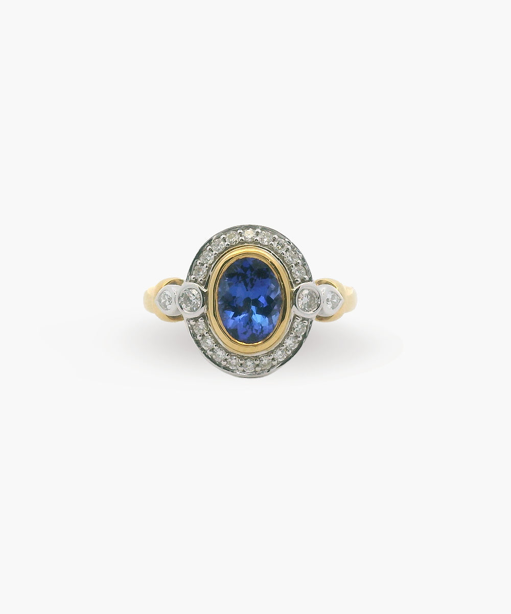 Two Tone Tanzanite & Diamond Ring