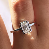 Tayla | 1.50ct Emerald Diamond Bezel Engagement Ring Lab Grown