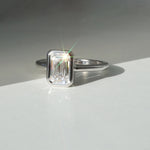 Tayla | 1.50ct Emerald Diamond Bezel Engagement Ring Lab Grown