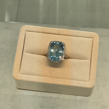 11.63 Cushion Aquamarine & Diamond Halo Ring
