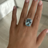11.63 Cushion Aquamarine & Diamond Halo Ring