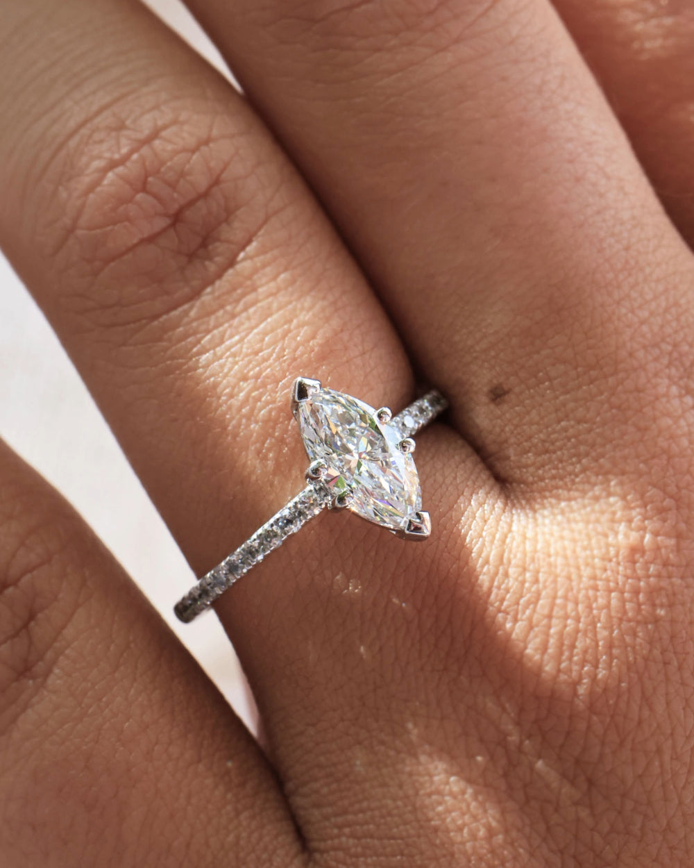 Monique | 1.00ct Marquise Diamond Band Engagement Ring Lab Grown