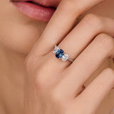 Sapphire & Lab Grown Diamond Trilogy Ring