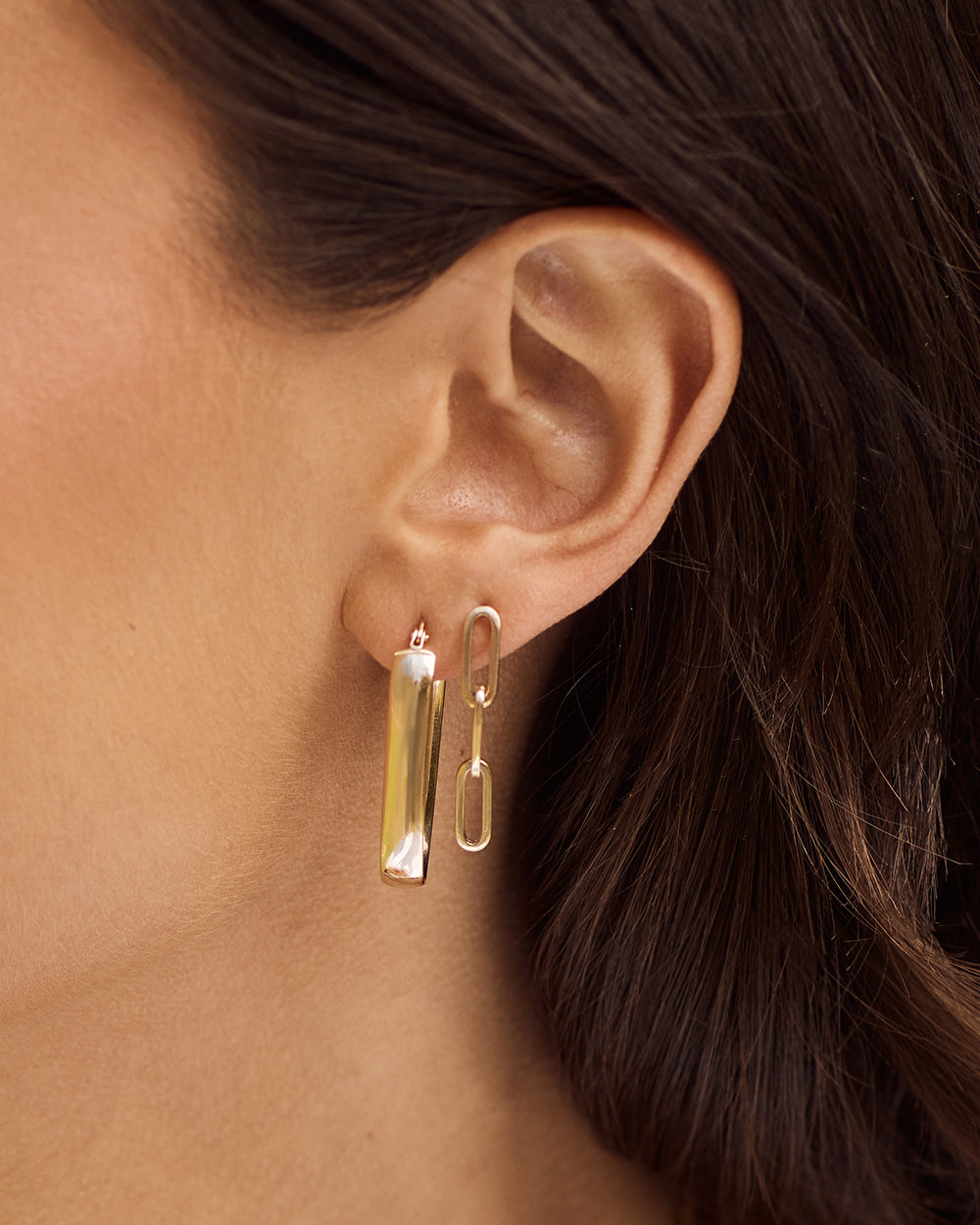 9ct Yellow Gold Small Paperclip Link Drop Earrings