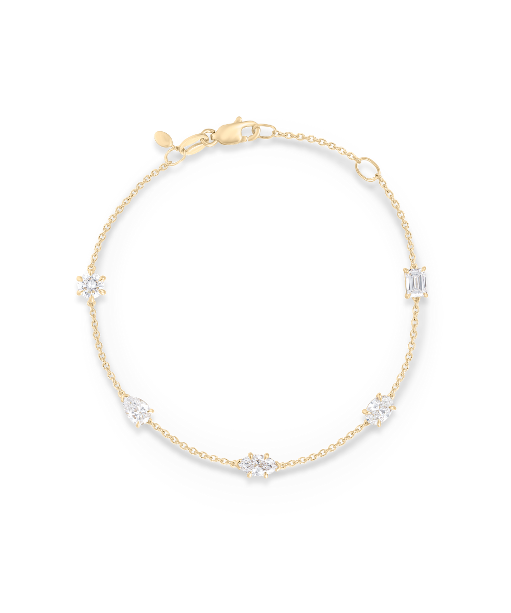 Multicut Diamond Charm Bracelet