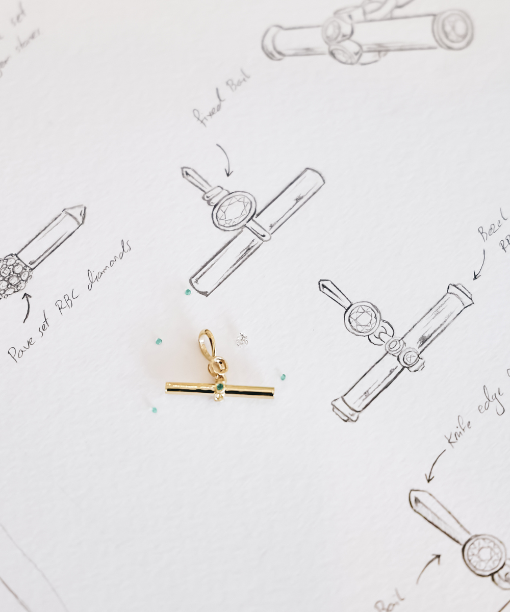 Birthstone T-Bar Pendant - White Gold classajewellers