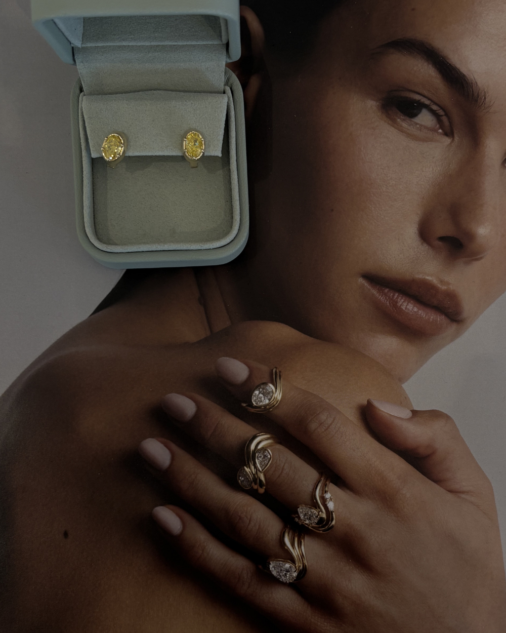 Cleo Oval Yellow Diamond Huggies Earrings
