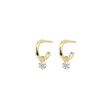Round Diamond Charmed Hoop Earrings