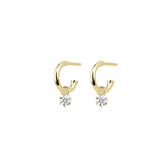 Round Diamond Charmed Hoop Earrings