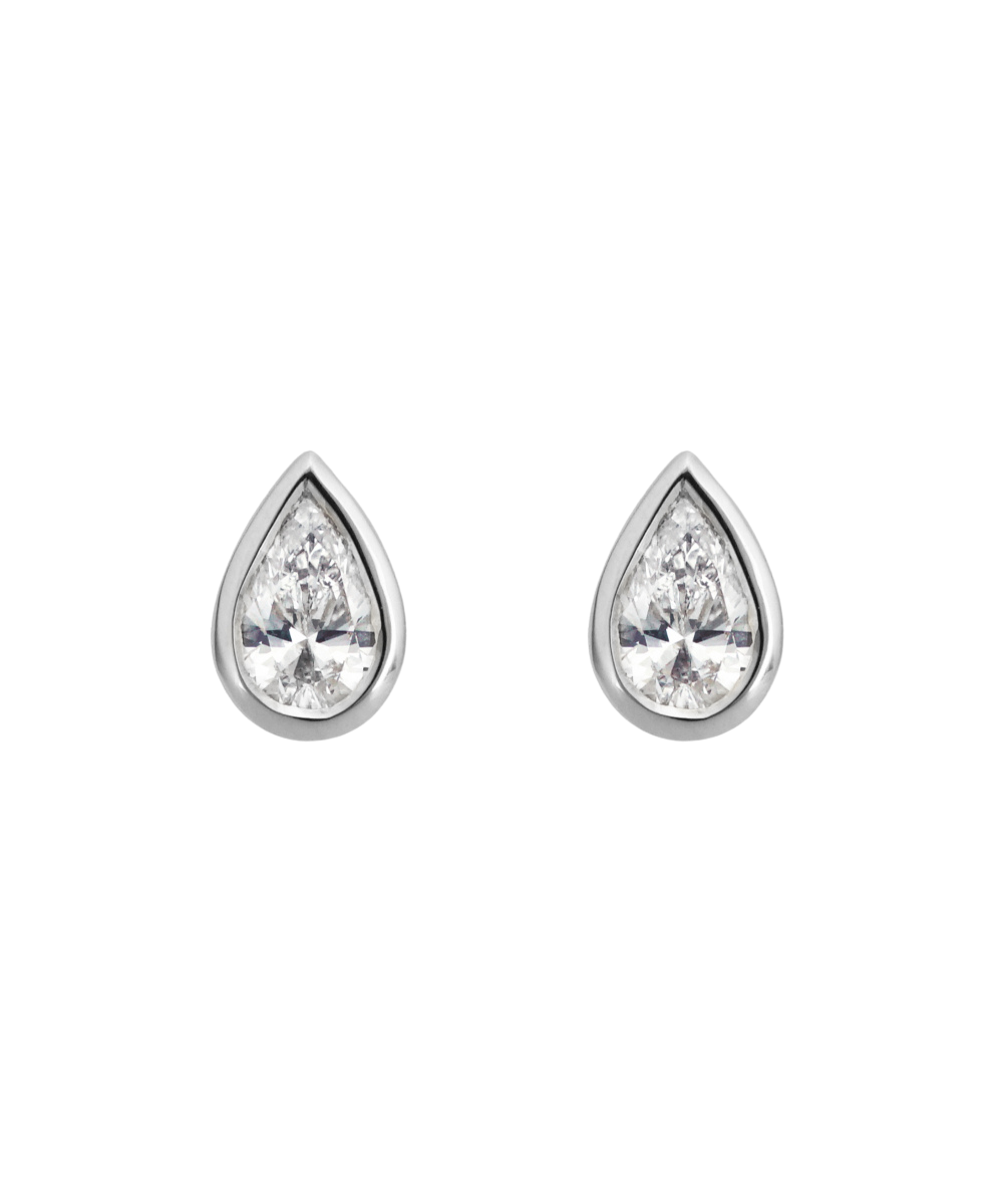 WG Pear Diamond Earrings - Bezel