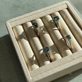 Round Blue Zircon & Pear Ring