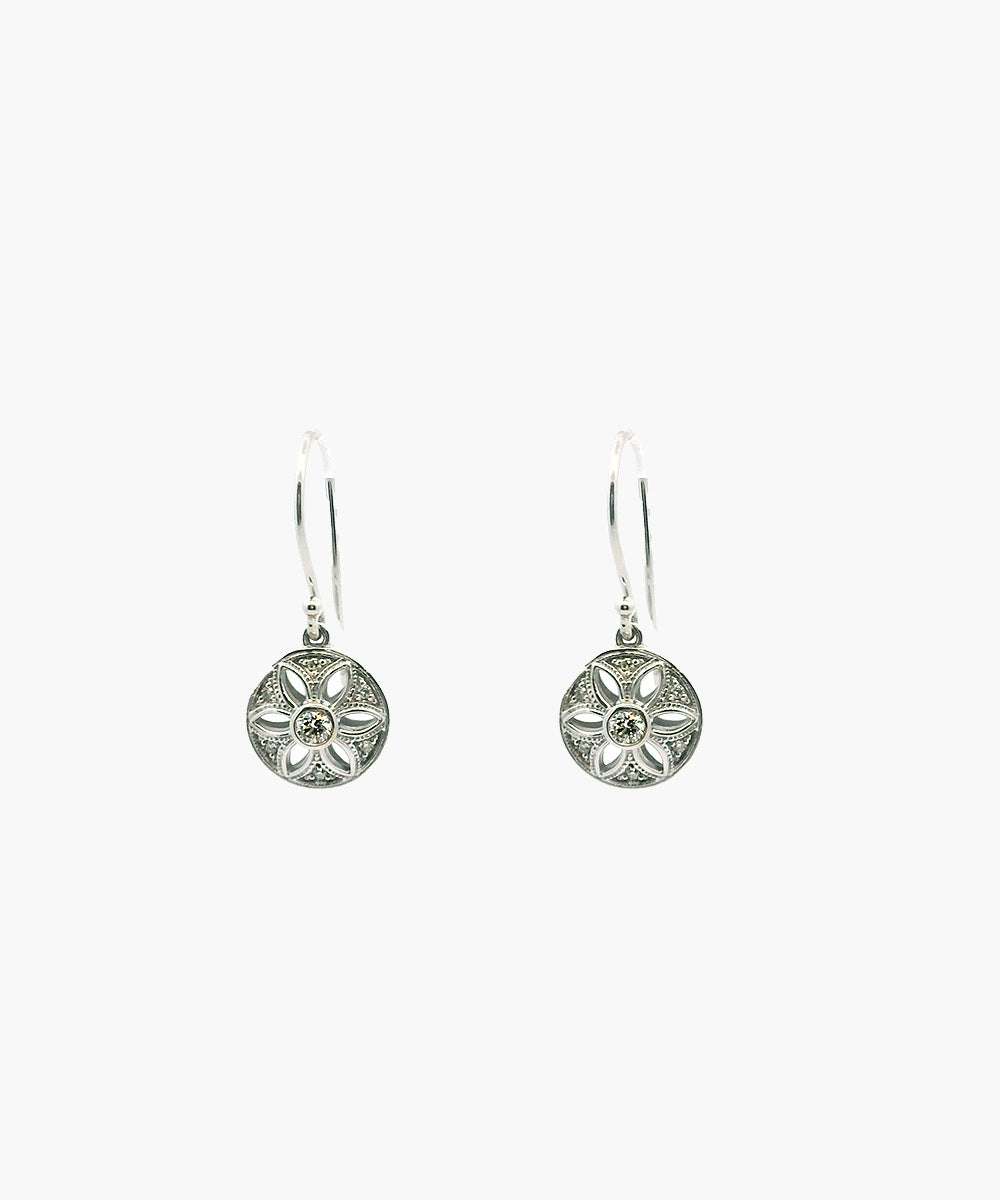 Floral Diamond Drop Earrings
