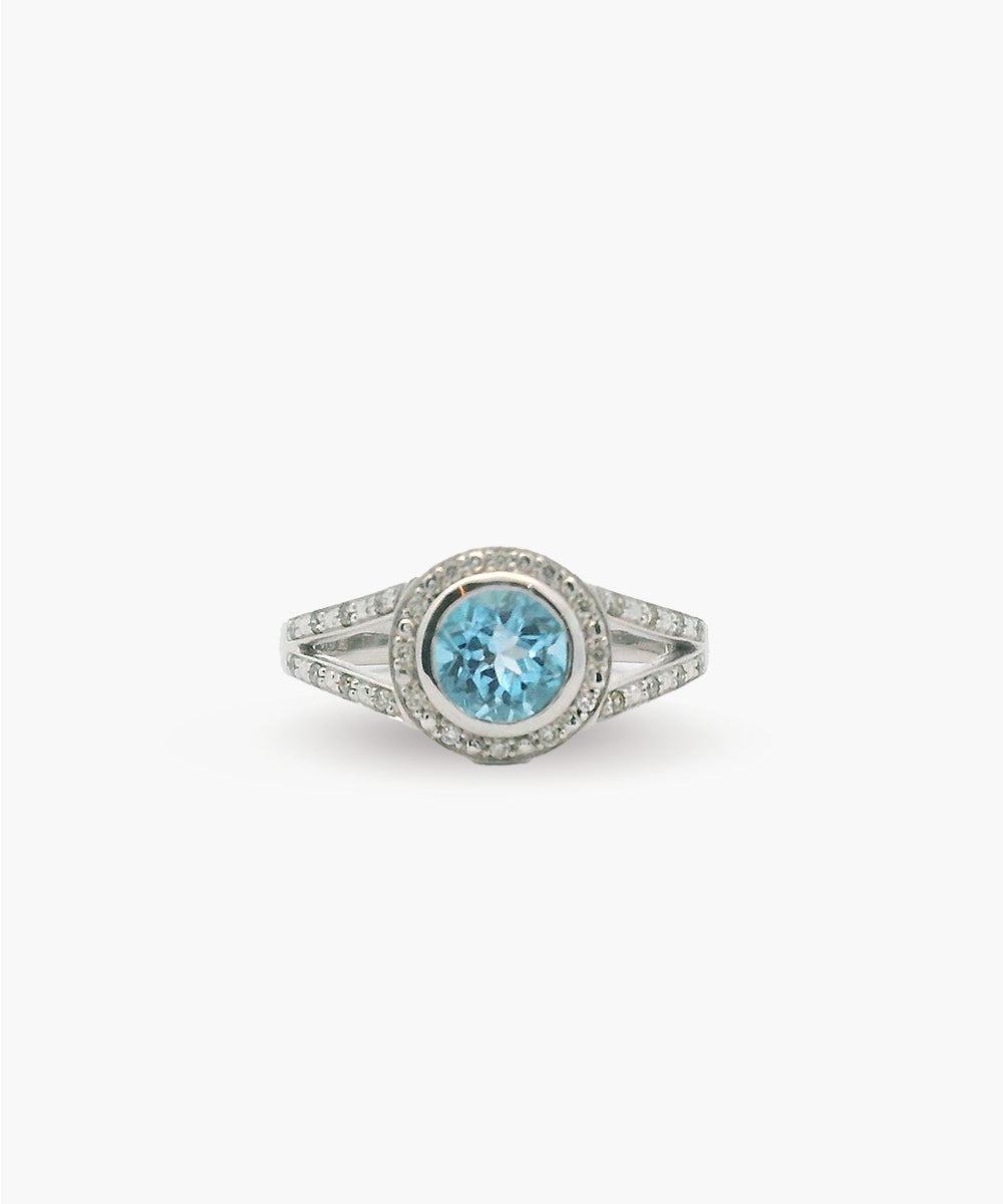 Topaz & Diamond Bead Set Ring