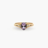 Oval Amethyst & Diamond Ring
