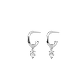 Marquise Diamond Charmed Hoop Earrings