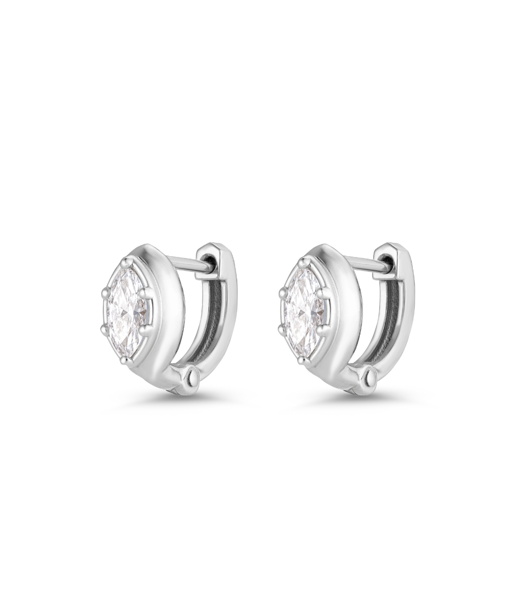 Cleo Pear Diamond Huggies Earrings