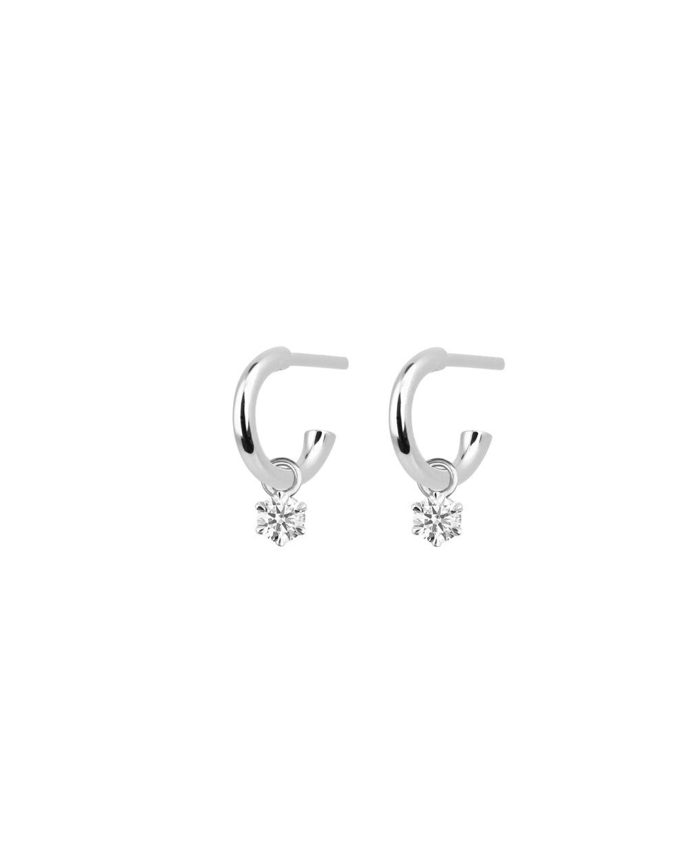 Round Diamond Charmed Hoop Earrings