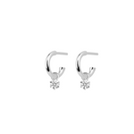 Round Diamond Charmed Hoop Earrings