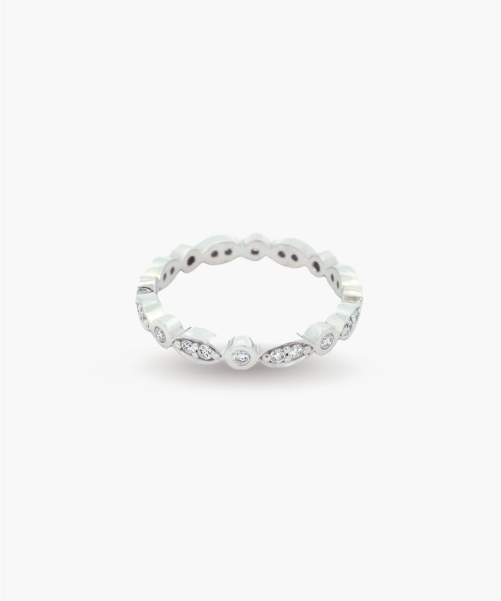 Bead Set Diamond Band in White Gold