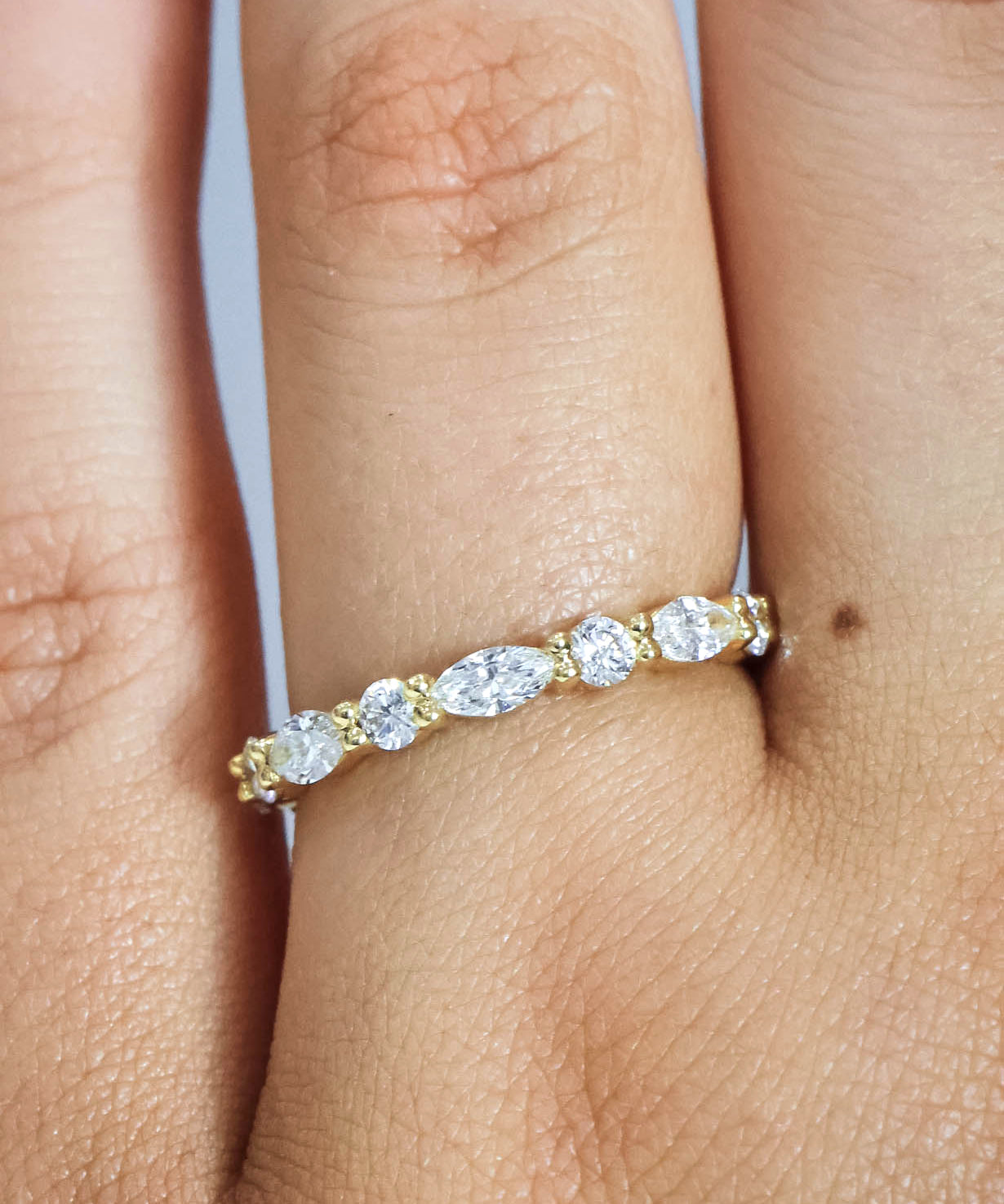 Eloise Bold Round and Marquise Diamond Band Yellow Gold